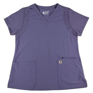 Carhartt Force Cross-Flex Modern Fit Scrub Top Women's M Zip Pocket Nurse CNA